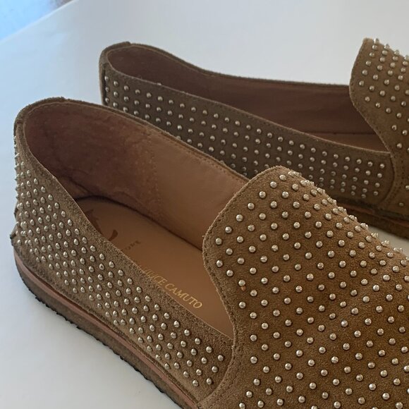 Vince Camuto Signature Studded Suede Slip-On Flats Like New Size 10M Tobacco - Picture 8 of 12